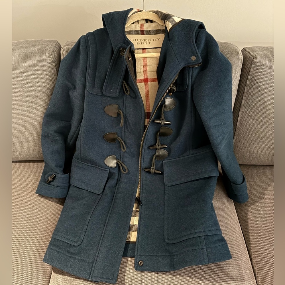 Burberry Brit Dark Green Toggle Coat with Hood